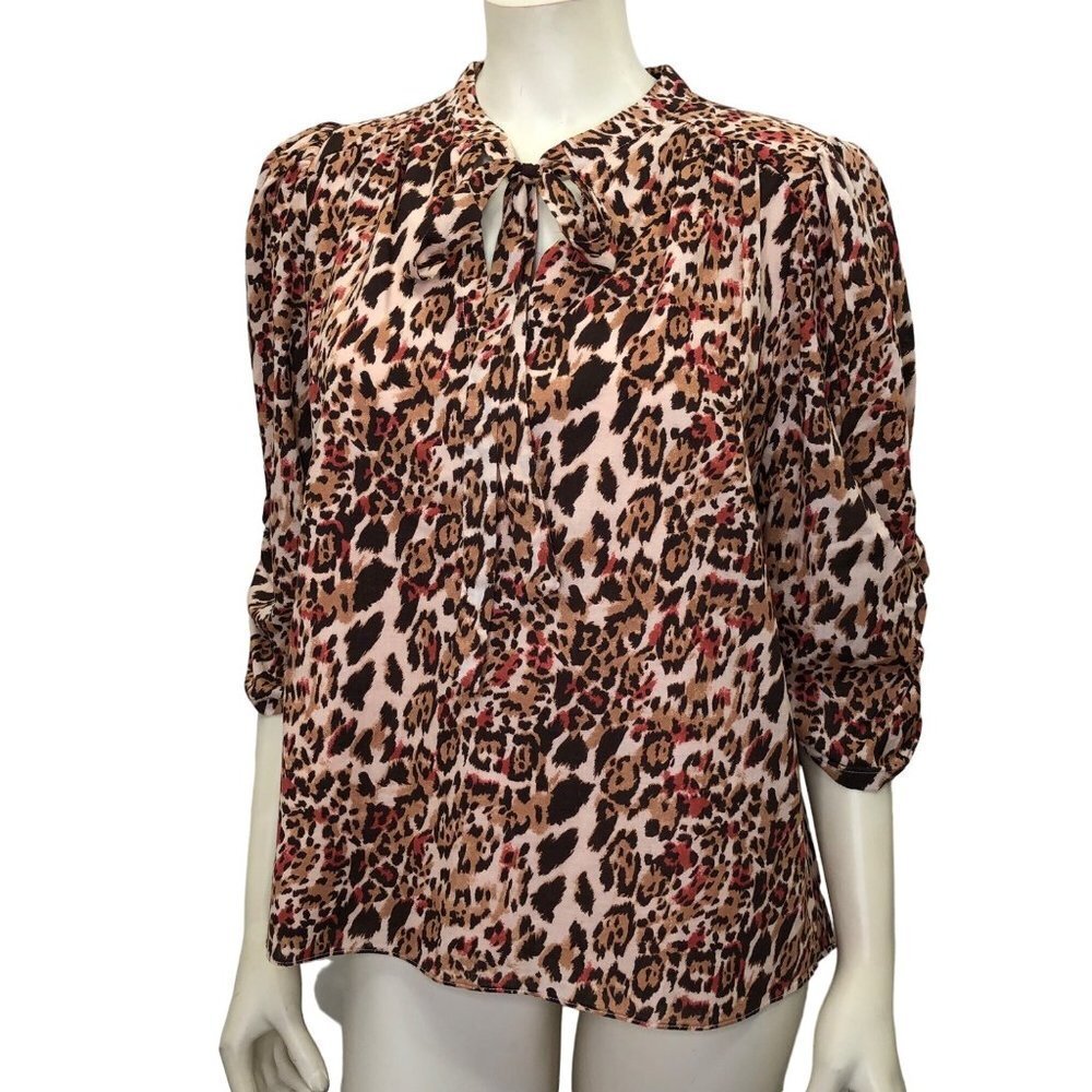 GIBSON‎ LATIMER  $69 TIE FRONT SPLIT ROUND NECK TOP L NWT